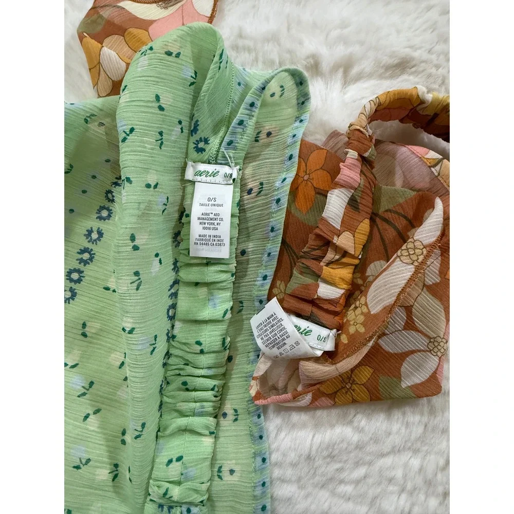 LOT OF 2 Aerie Floral Hair Scarf Retro Boho Headband Bandana Festival Y2K Hippie